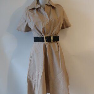 Womens Jennifer Tattanelli Khaki Short Sleeve Belted Dress 48 EUR/US 12